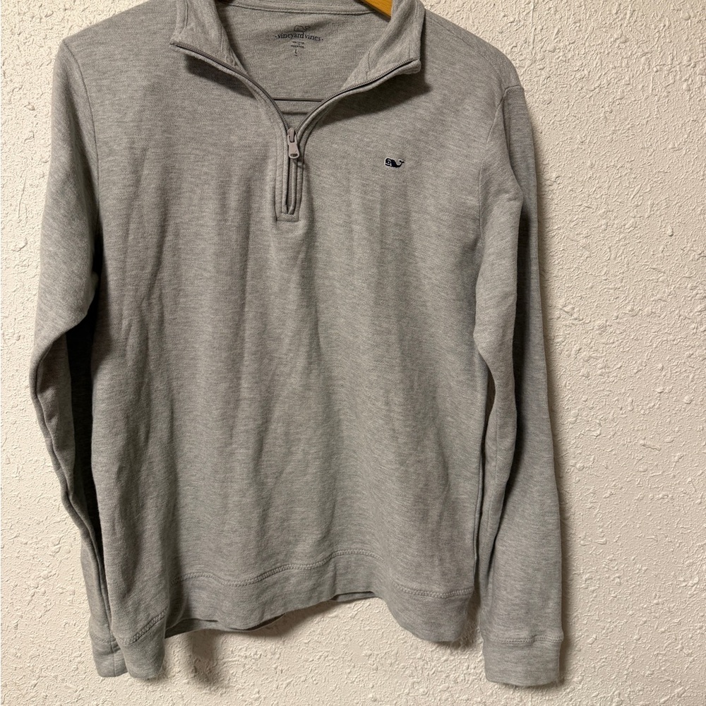 Vineyard Vines Boys Light Gray Quarter Zip Sweater